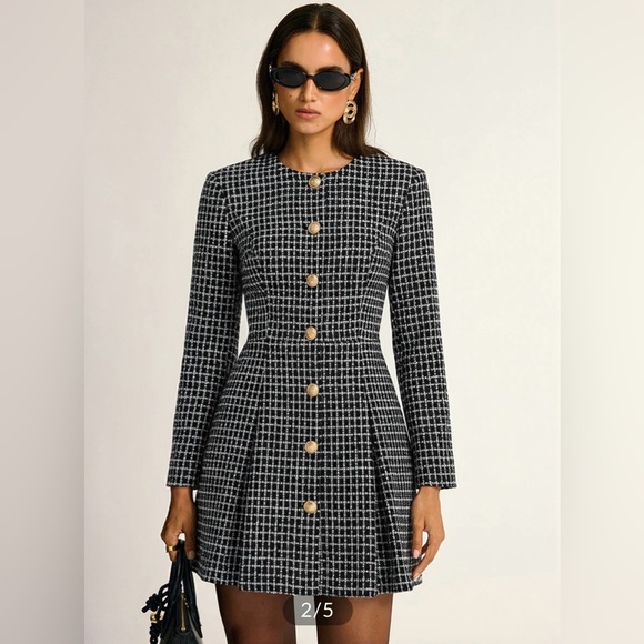 Commense Dresses & Skirts - Commense plaid metal button a-line mini dress